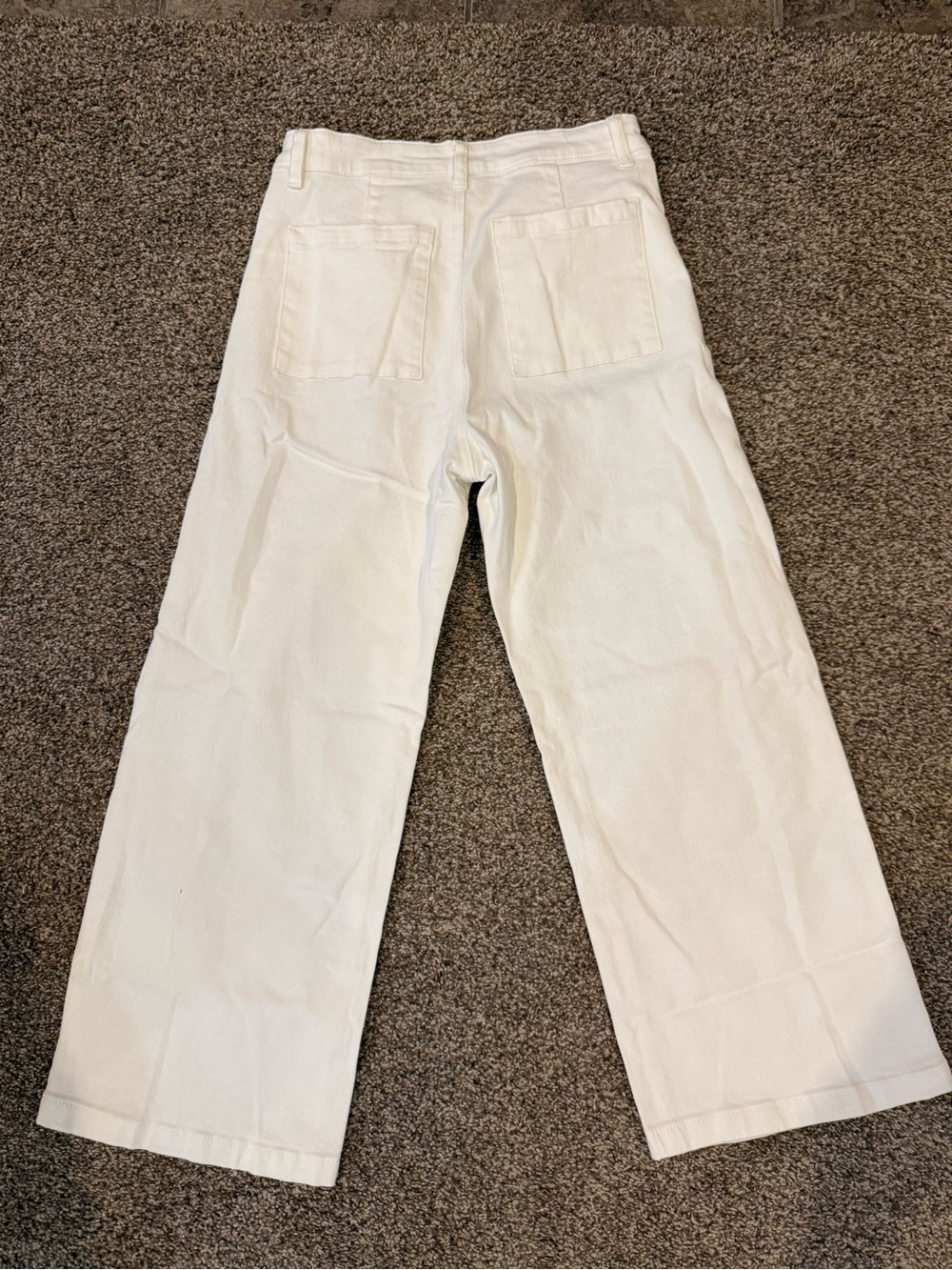 White Wide-Leg Jeans with Leopard Front Panels - Picture 2 of 4